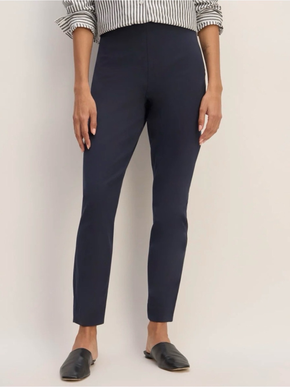 Everlane Navy Blue Side Zip Flat Front Work Pants Size 8